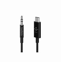 Belkin Rockstar 3.5mm Audio Cable with USB-C Connector (3ft) Black