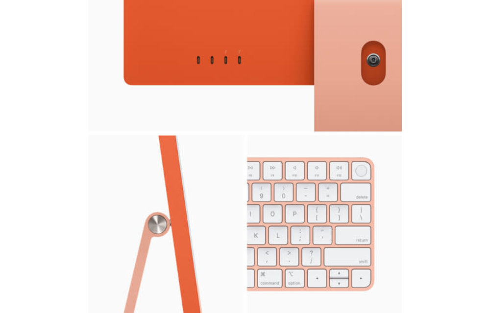 Apple CTO 24" iMac, Orange, 4.5K (4480 x 2520) Display, M1 (8-Core) Processor, 16GB, 512GB, 8-Core GPU, macOS (Mid 2021)