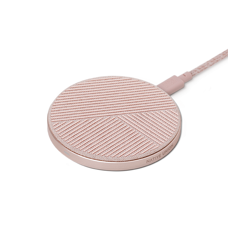 Native Union Drop Wireless Charger 10w - Fabric Rose NOT compatible with AirPods 1st Generation  WSL