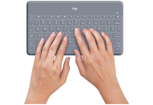Logitech Keys-To-Go Bluetooth Keyboard for iOS Devices Stone with White iPhone Stand