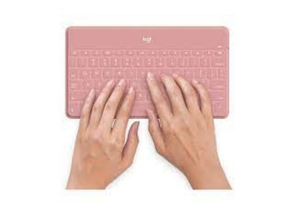 Logitech Keys-To-Go Bluetooth Keyboard for iOS Devices Blush with White iPhone Stand