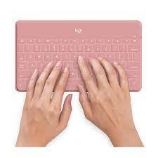 Logitech Keys-To-Go Bluetooth Keyboard for iOS Devices Blush with White iPhone Stand