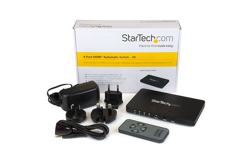 StarTech 4-port HDMI Video Switch with IR Remote Control and 4K 30Hz support