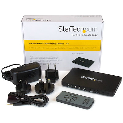 StarTech 4-port HDMI Video Switch with IR Remote Control and 4K 30Hz support