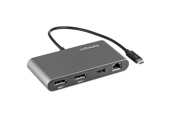 StarTech Thunderbolt 3 Mini Dock - 2 x DisplayPort (4K 60Hz), 1 x Network (GbE), 1 x USB-A (1 x 3.1) - Bus Powered - No laptop charging