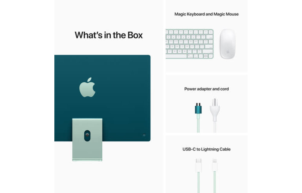 Apple CTO 24" iMac, Green, 4.5K (4480 x 2520) Display, M1 (8-Core) Processor, 16GB, 256GB, 8-Core GPU, macOS (Mid 2021)