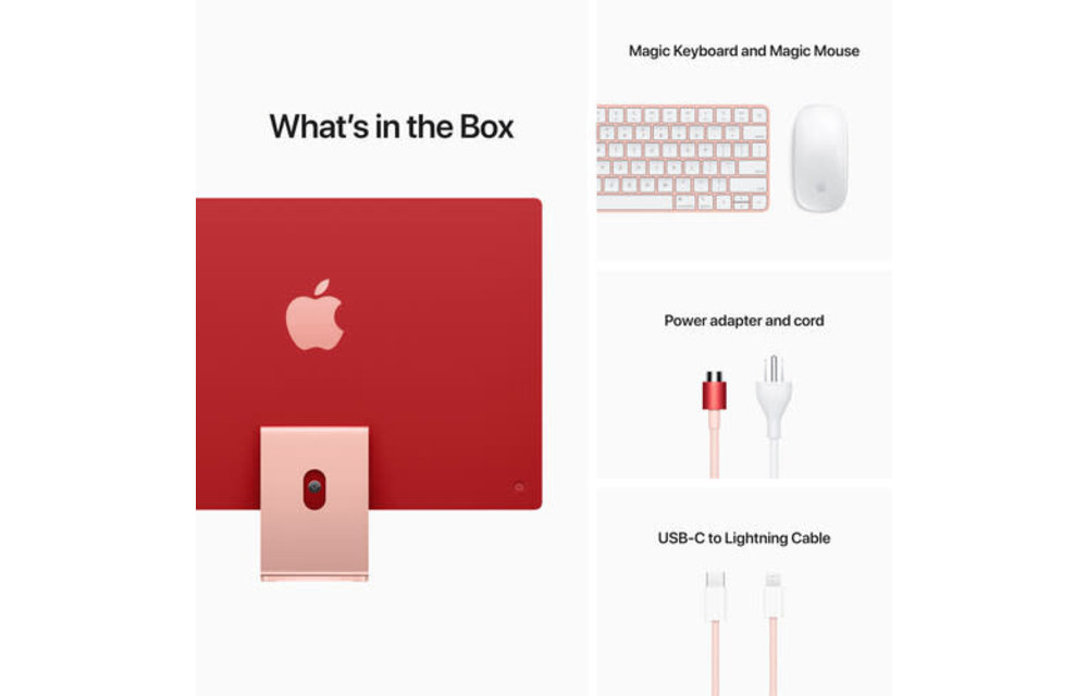 Apple CTO 24" iMac, Pink, 4.5K (4480 x 2520) Display, M1 (8-Core) Processor, 16GB, 256GB, 8-Core GPU, macOS (Mid 2021)