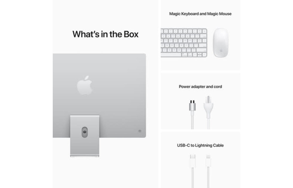 Apple CTO 24" iMac, Silver, 4.5K (4480 x 2520) Display, M1 (8-Core) Processor, 16GB, 512GB, 8-Core GPU, macOS (Mid 2021)