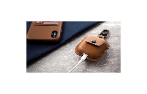 12 South AirSnap Leather Road Case for AirPods 1st/2nd gen - Cognac NOT COMPATIBLE WITH AIRPODS PRO