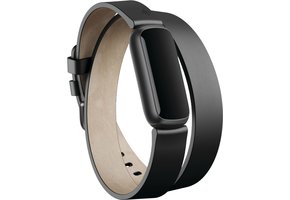 Fitbit Luxe Accessory Horween Leather Double Wrap Band Black One Sixe