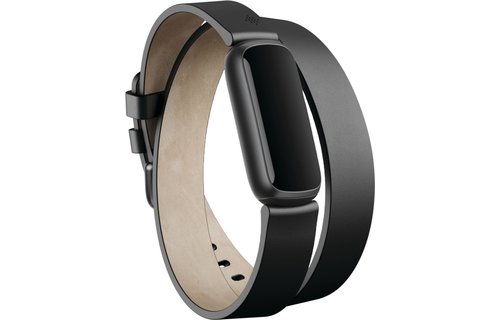 Fitbit Luxe Accessory Horween Leather Double Wrap Band Black One Sixe