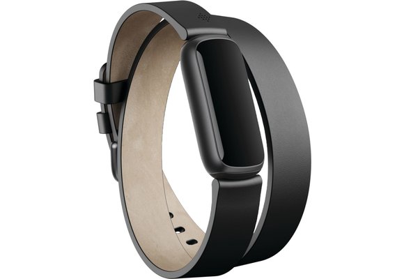 Fitbit Luxe Accessory Horween Leather Double Wrap Band Black One Sixe