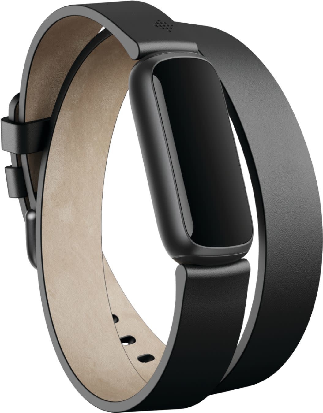 Fitbit Luxe Accessory Horween Leather Double Wrap Band Black One Sixe