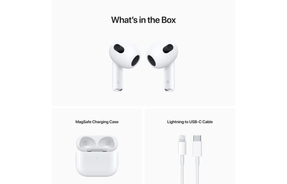 Apple Airpods (Gen 3) with Wireless Charging Case (Compatible with iOS 12.2 or later) (No returns once opened for In-Ear devices)