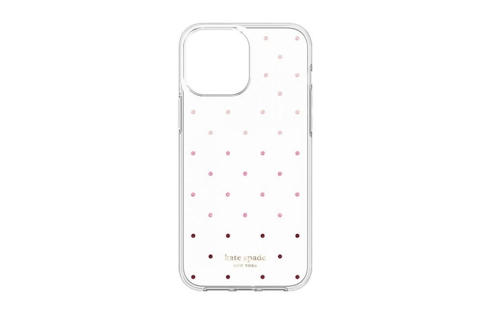 Kate Spade New York Protective Hardshell Case for iPhone 13 Mini - Pin Dot Ombre/Pink/Clear