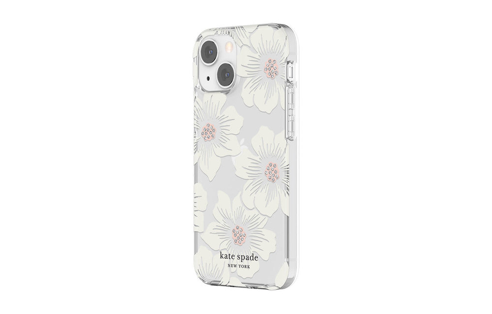 Kate Spade New York Protective Hardshell Case for iPhone 13/12 Mini  Hollyhock - Floral Clear