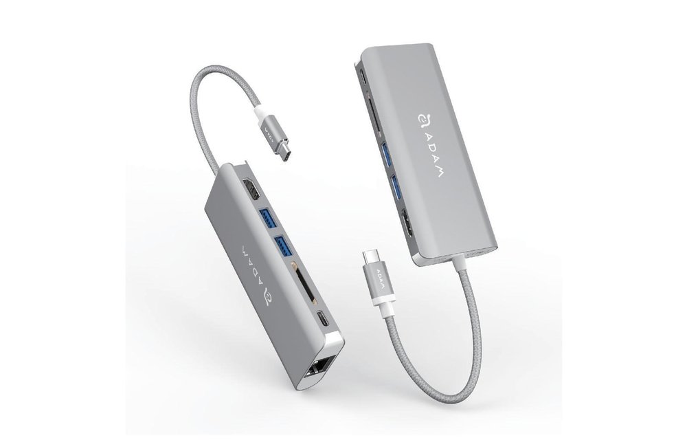 Adam Elements CASA Hub A01 6-in-1 USB-C Hub - Ethernet, HDMI, 2 USB-A, SD Card Reader. USB-C 100w pass through – Silver WHILE SUPPLIES LAST