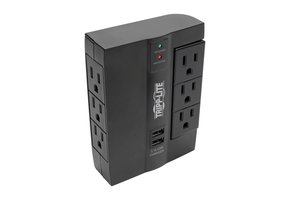 Tripp Lite Protect It! 6-Outlet Surge Protector with 3 Rotatable Outlets – Direct Plug-In, 1200 Joules, 2 USB Ports