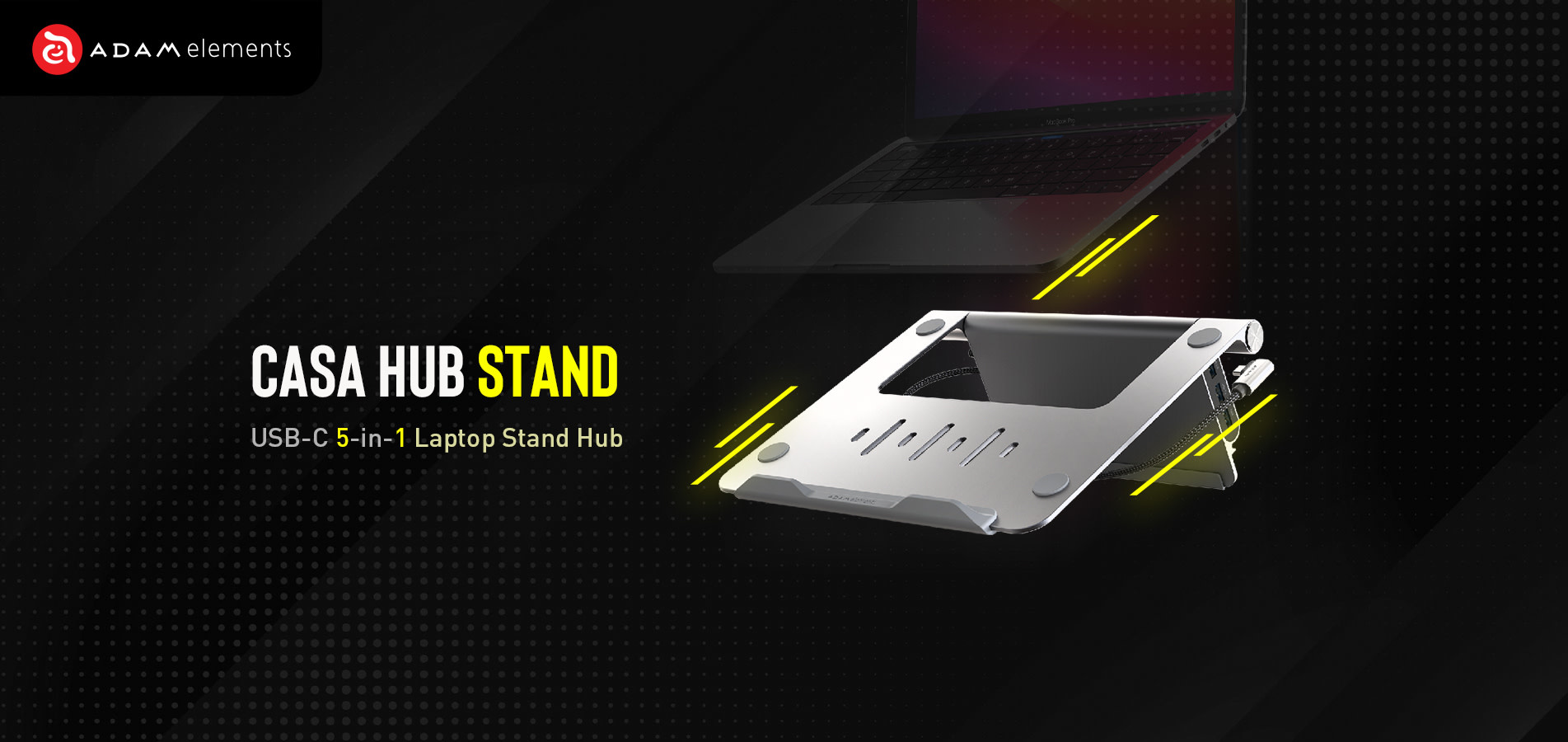 Adam Elements CASA HUB Stand USB-C 5-in-1 Laptop Stand Hub - Grey