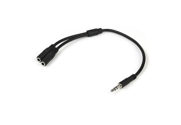 Startech Slim Stereo Splitter Cable - 3.5mm Male to 2x 3.5mm Female Split one headphone jack into two separate jacks