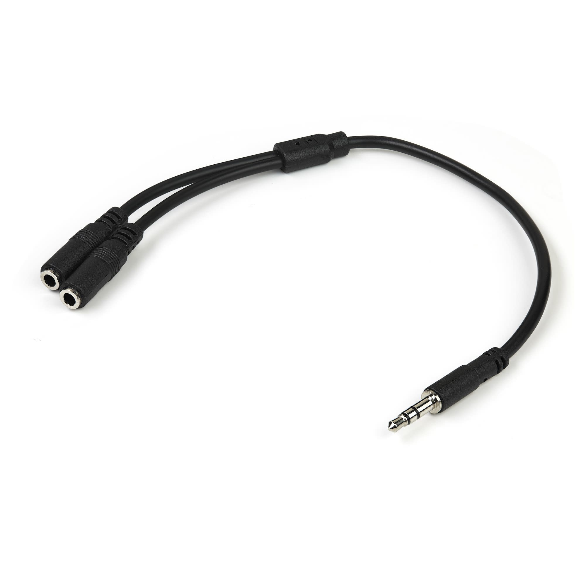 Startech Slim Stereo Splitter Cable - 3.5mm Male to 2x 3.5mm Female Split one headphone jack into two separate jacks