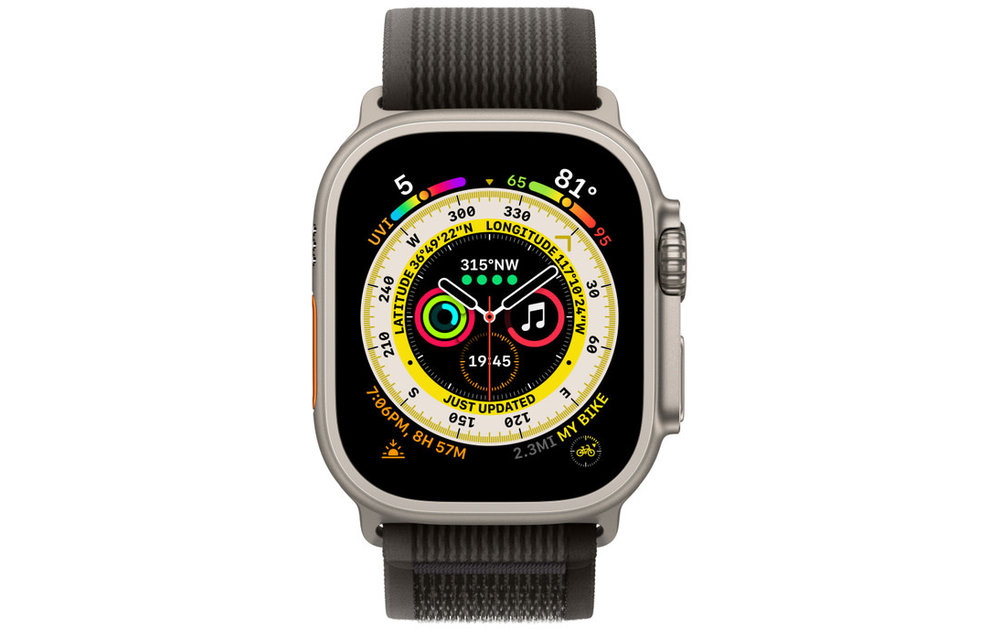 Apple FTZ Watch Ultra Titanium Case with Black/Gray Trail Loop (M/L - fits 145-220mm wrists)