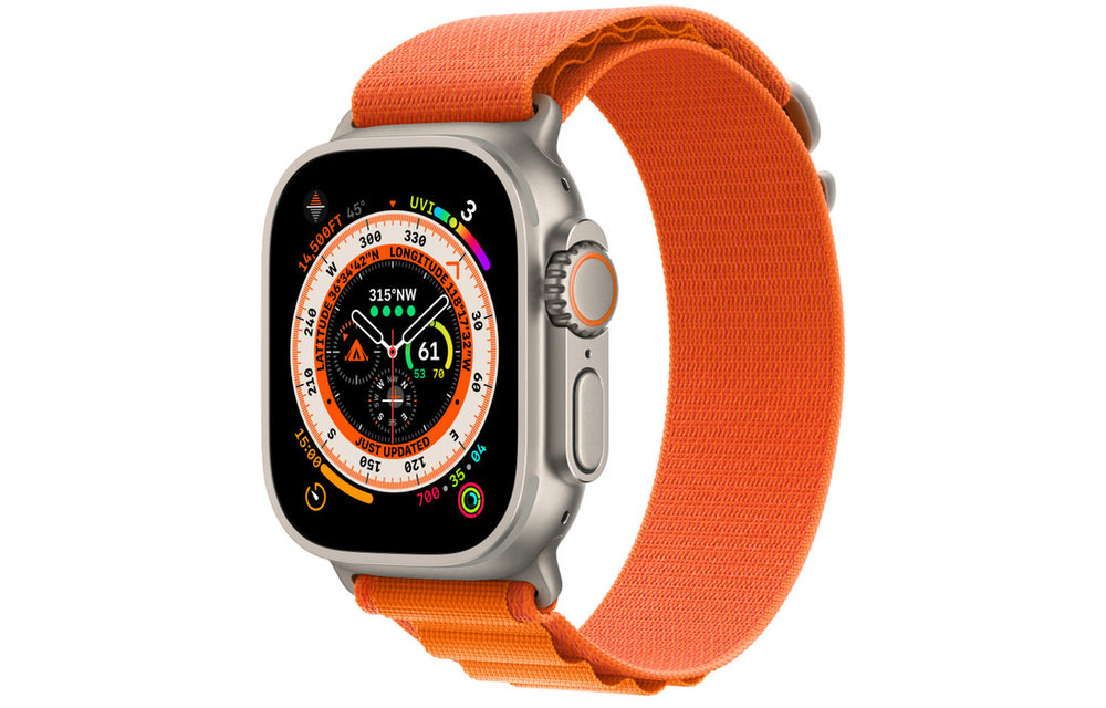 Apple FTZ Watch Ultra Titanium Case with Orange Alpine Loop (Medium - fits 145-190mm wrists) - WHILE SUPPLIES LAST