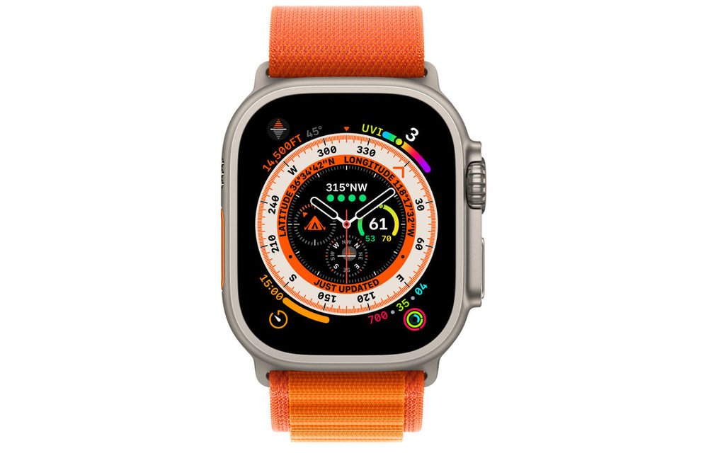 Apple FTZ Watch Ultra Titanium Case with Orange Alpine Loop (Medium - fits 145-190mm wrists) - WHILE SUPPLIES LAST