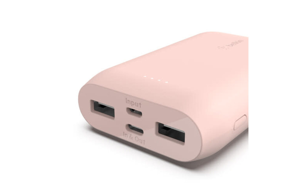 Belkin Boost Charge w/USB-C Multi-Port Power Bank (10,000 mAh, Rose Pink)