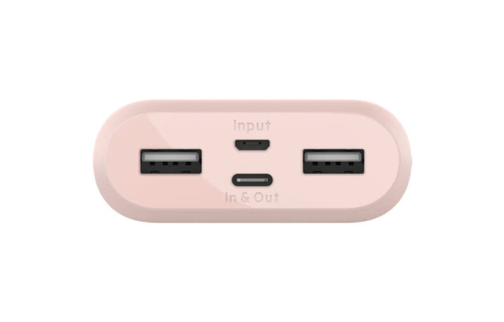 Belkin Boost Charge w/USB-C Multi-Port Power Bank (10,000 mAh, Rose Pink)