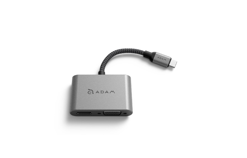 Adam Elements VH1 USB-C to VGA/HDMI Adapter Grey WHILE SUPPLIES LAST