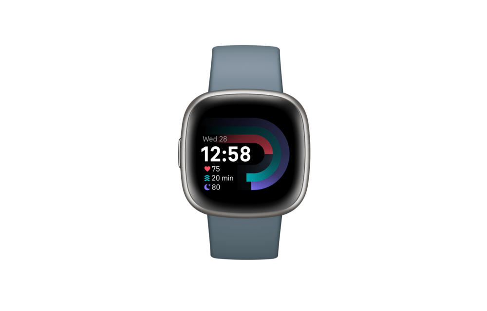Fitbit Versa 4 Smartwatch - Waterfall Blue/Platinum