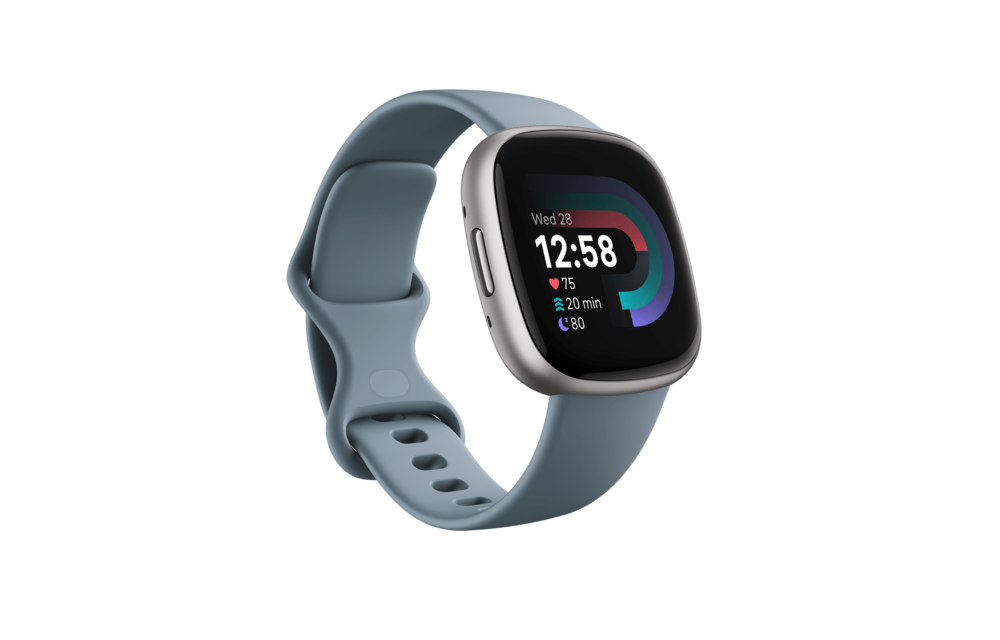 Fitbit Versa 4 Smartwatch - Waterfall Blue/Platinum