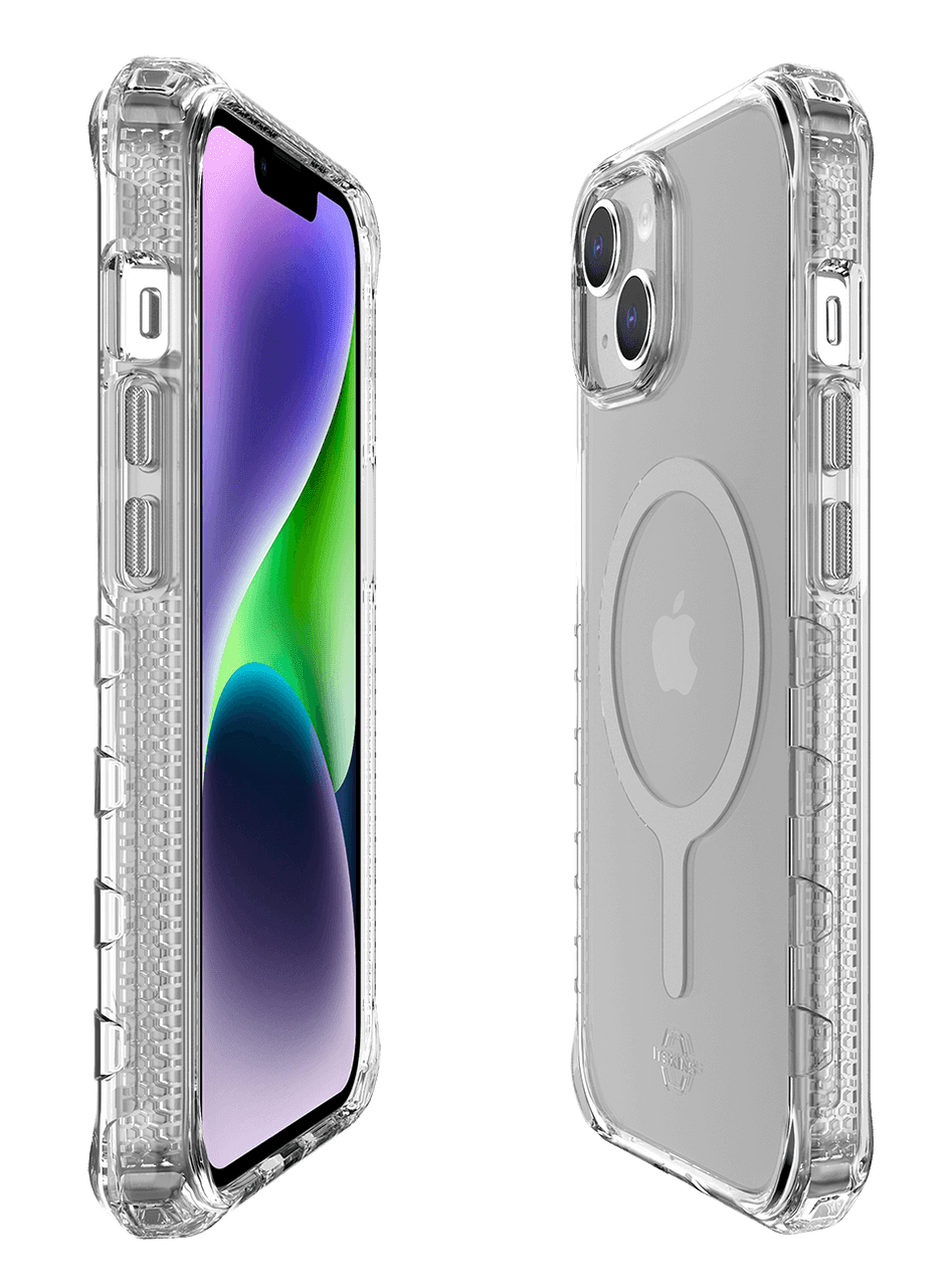 ItSkins Supreme MagClear Case with MagSafe for iPhone 14 Plus - Transparent White Print