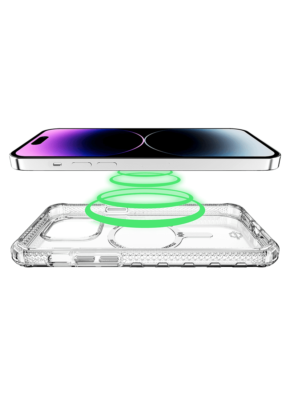ItSkins Supreme MagClear Case with MagSafe for iPhone 14 Pro - Transparent White Print