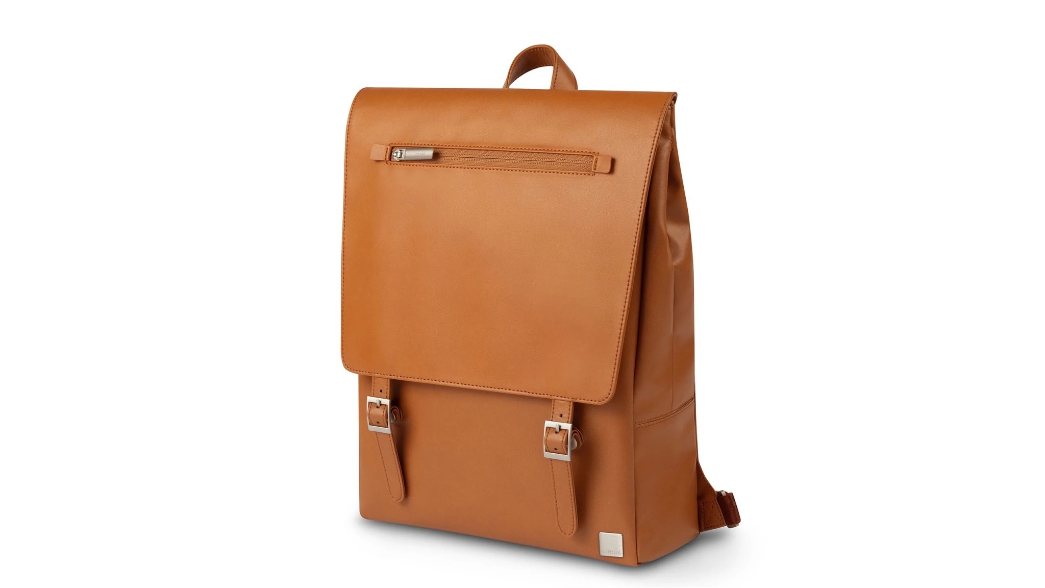 Moshi Helios Lite Leather Slim Laptop Backpack - Caramel Brown