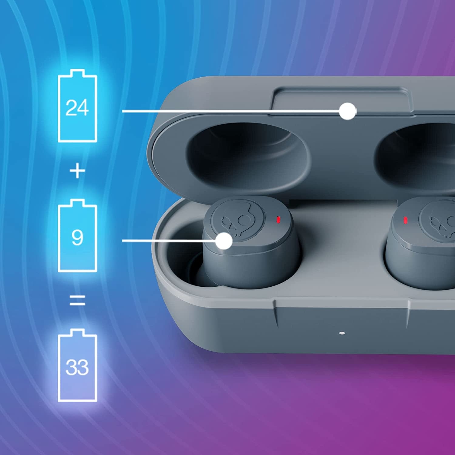 Skullcandy Jib True 2 Wireless in-Ear Earbuds - Chill Grey (No returns once opened for In-Ear devices)