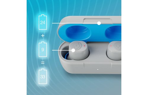 Skullcandy Jib True 2 Wireless in-Ear Earbuds - Light Grey/Blue (No returns once opened for In-Ear devices)