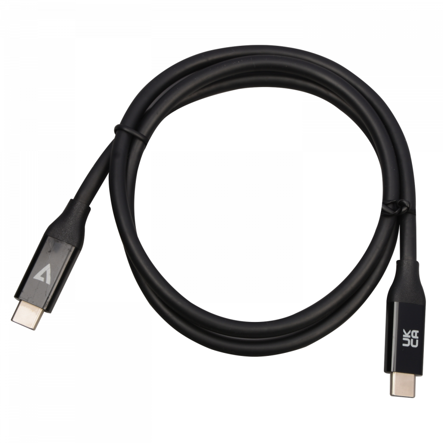 V7 USB-C Male to USB-C Male Cable USB4 40 Gbps 5A 0.8m/2.6ft Black