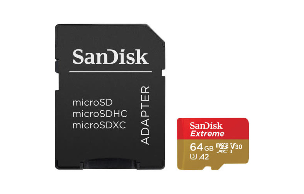 SanDisk 64GB Extreme UHS-I microSDHC (V30) Memory Card with SD Adapter WHILE SUPPLIES LAST