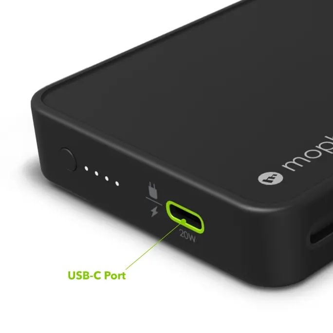 Mophie Powerstation Plus w/ integrated Lightning and USB-C cable -  10,000 mAh Black