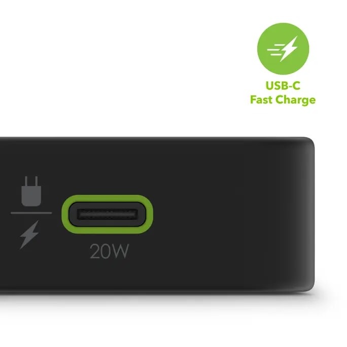 Mophie Powerstation Plus w/ integrated Lightning and USB-C cable -  10,000 mAh Black