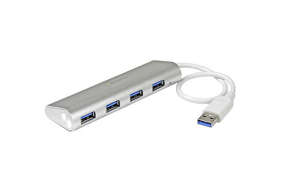 StarTech Portable 4-Port USB 3.0 Hub with Built-in Cable (Aluminium)