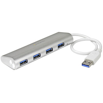 StarTech Portable 4-Port USB 3.0 Hub with Built-in Cable (Aluminium)