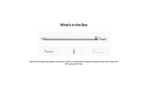 Apple Pencil (1st gen with USB-C to Pencil Adapter) - Compatible with iPad mini (5th Gen), iPad (6/7/8/9/10/11th/A16 Gen), iPad Air (3rd Gen), 9.7" iPad Pro, 10.5" iPad Pro, 12.9" iPad Pro (1/2 Gen)
