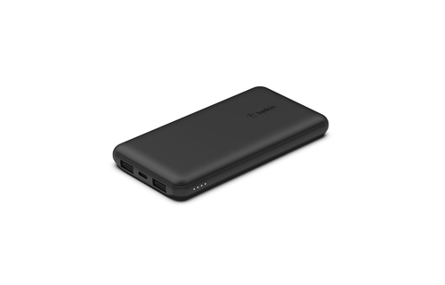 Belkin BOOST↑CHARGE™ Multi-Port Power Bank (2 x USB-A, 1 x USB-C) w/ USB-A to USB-C cable) 10,000 mAh 15w, Black)