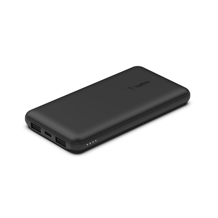 Belkin BOOST↑CHARGE™ Multi-Port Power Bank (2 x USB-A, 1 x USB-C) w/ USB-A to USB-C cable) 10,000 mAh 15w, Black)