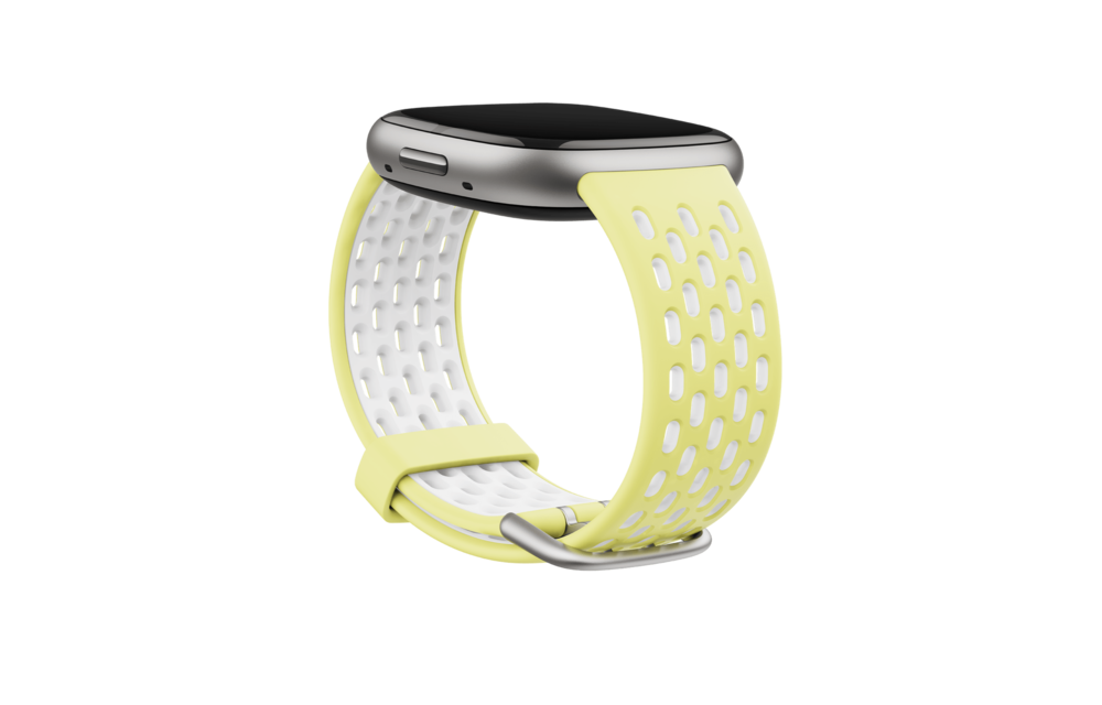 Fitbit Accessory Sport Band for 24mm Watch (Versa 4/3, Sense 2/Sense) - Glow Up/Frost White - Large
