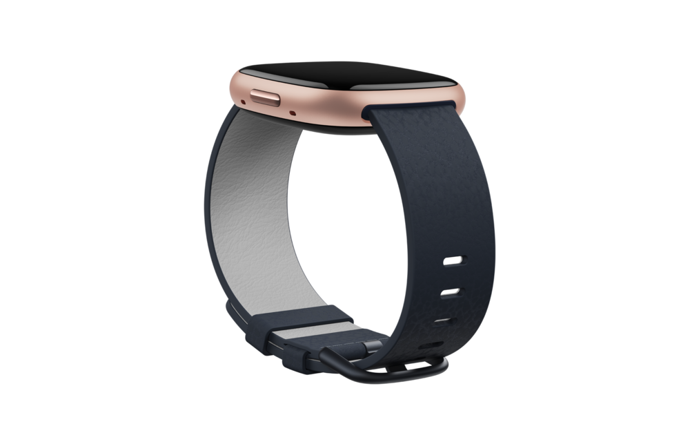 Fitbit Accessory Vegan Leather Band for 24mm Watch (Versa 4/3, Sense 2/Sense) - Indigo - Large