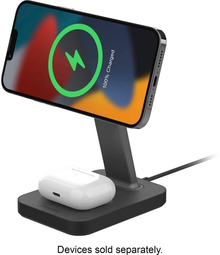 Mophie Snap+ Dual Wireless Charging 15w Stand & Pad w/Magsafe Compatibity Black (Must have Magsafe Case for Phone)